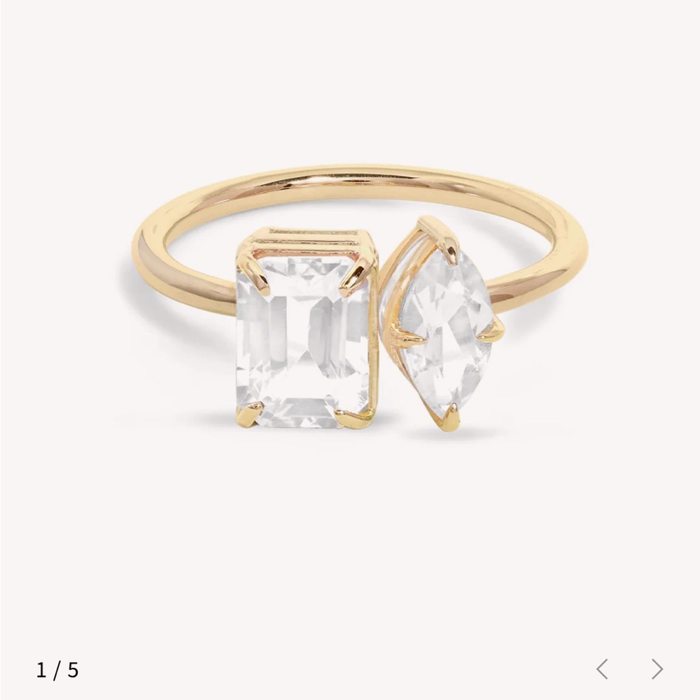 Double Date Toi Et Moi Topaz Ring- solid gold